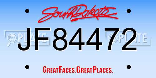JF84472 South Dakota License Plate
