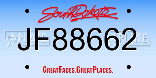 JF88662 South Dakota License Plate