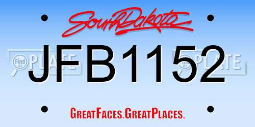 JFB1152 South Dakota License Plate