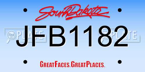 JFB1182 South Dakota License Plate