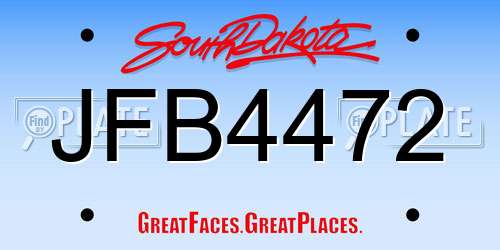 JFB4472 South Dakota License Plate