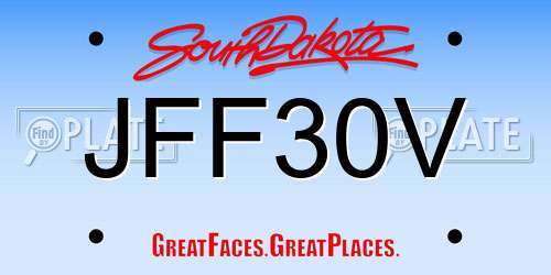 JFF30V South Dakota License Plate