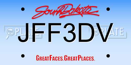 JFF3DV South Dakota License Plate