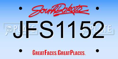 JFS1152 South Dakota License Plate