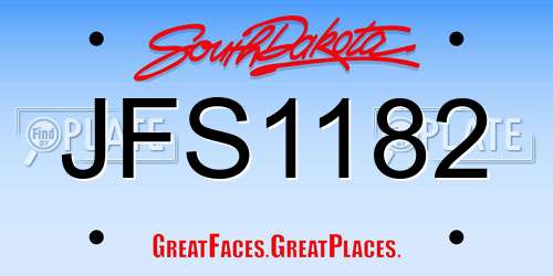 JFS1182 South Dakota License Plate