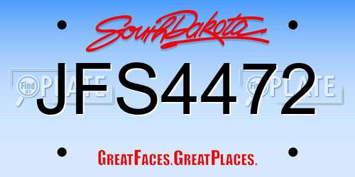JFS4472 South Dakota License Plate
