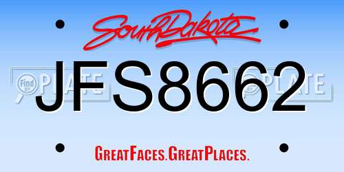 JFS8662 South Dakota License Plate