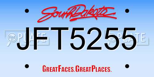 JFT5255 South Dakota License Plate
