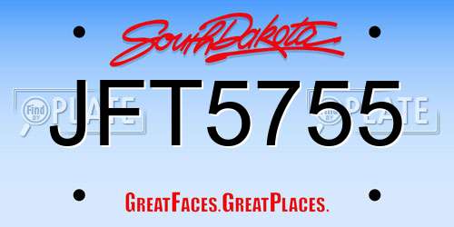 JFT5755 South Dakota License Plate
