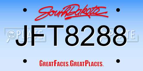 JFT8288 South Dakota License Plate
