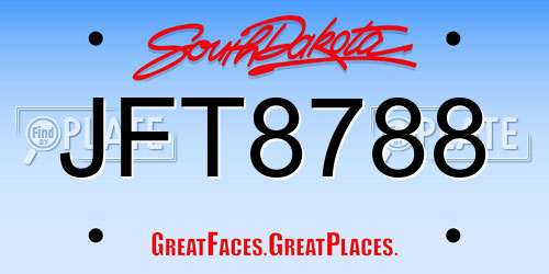 JFT8788 South Dakota License Plate
