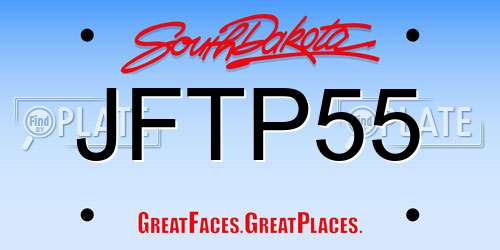 JFTP55 South Dakota License Plate