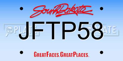 JFTP58 South Dakota License Plate