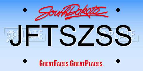 JFTSZSS South Dakota License Plate