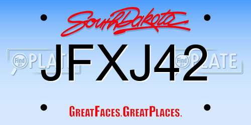 JFXJ42 South Dakota License Plate