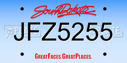 JFZ5255 South Dakota License Plate