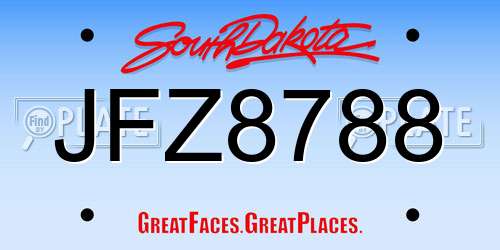 JFZ8788 South Dakota License Plate