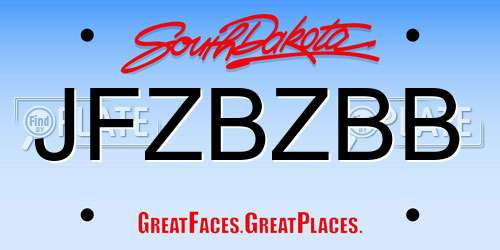JFZBZBB South Dakota License Plate