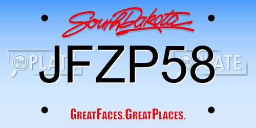 JFZP58 South Dakota License Plate