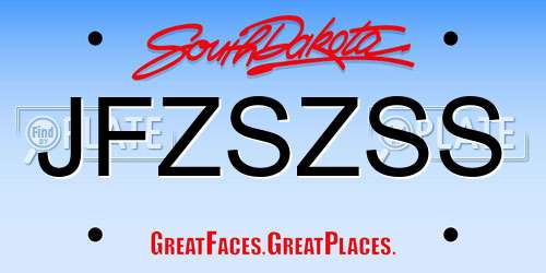JFZSZSS South Dakota License Plate