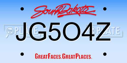 JG5O4Z South Dakota License Plate