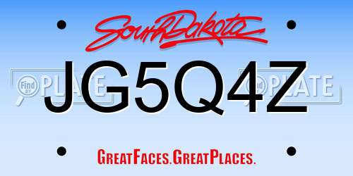 JG5Q4Z South Dakota License Plate