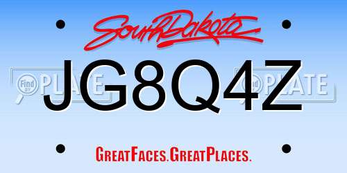 JG8Q4Z South Dakota License Plate
