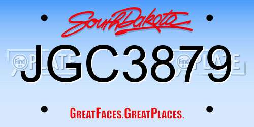 JGC3879 South Dakota License Plate