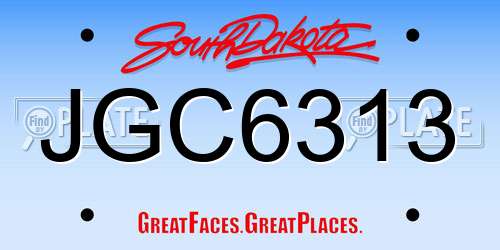 JGC6313 South Dakota License Plate