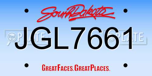 JGL7661 South Dakota License Plate
