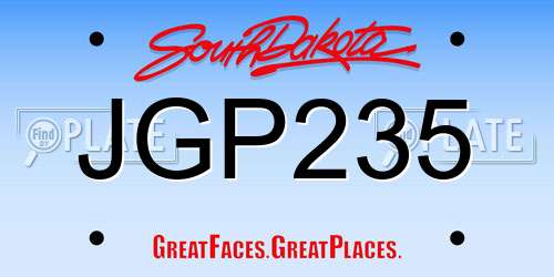JGP235 South Dakota License Plate
