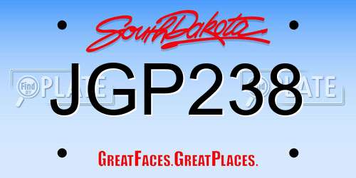 JGP238 South Dakota License Plate