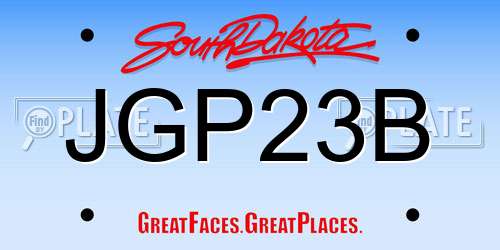 JGP23B South Dakota License Plate
