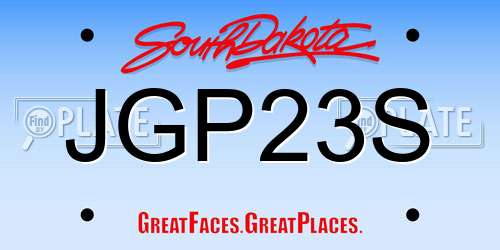 JGP23S South Dakota License Plate