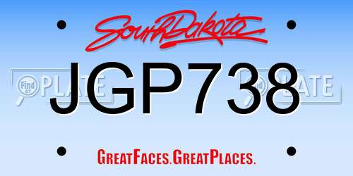 JGP738 South Dakota License Plate