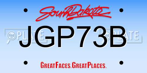 JGP73B South Dakota License Plate