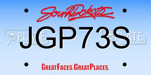 JGP73S South Dakota License Plate