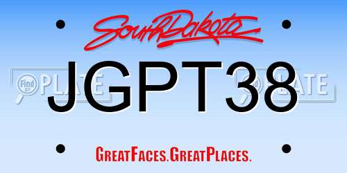 JGPT38 South Dakota License Plate