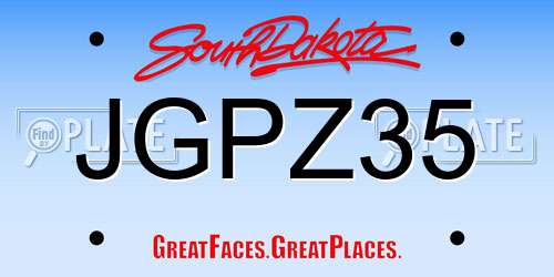 JGPZ35 South Dakota License Plate