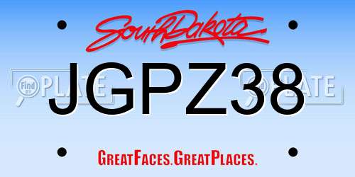 JGPZ38 South Dakota License Plate