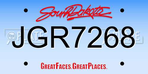JGR7268 South Dakota License Plate