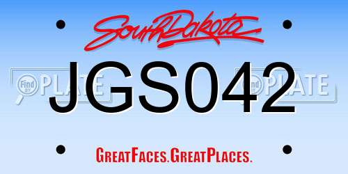 JGS042 South Dakota License Plate