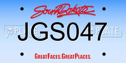 JGS047 South Dakota License Plate