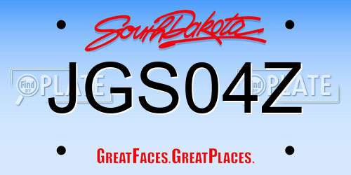 JGS04Z South Dakota License Plate
