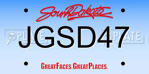 JGSD47 South Dakota License Plate