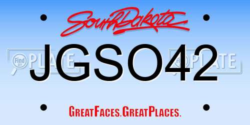 JGSO42 South Dakota License Plate
