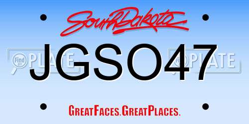 JGSO47 South Dakota License Plate