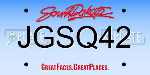 JGSQ42 South Dakota License Plate