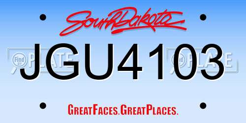JGU4103 South Dakota License Plate