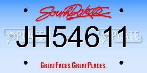 JH54611 South Dakota License Plate